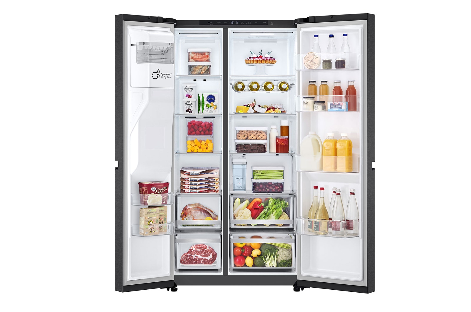 Front door open with food