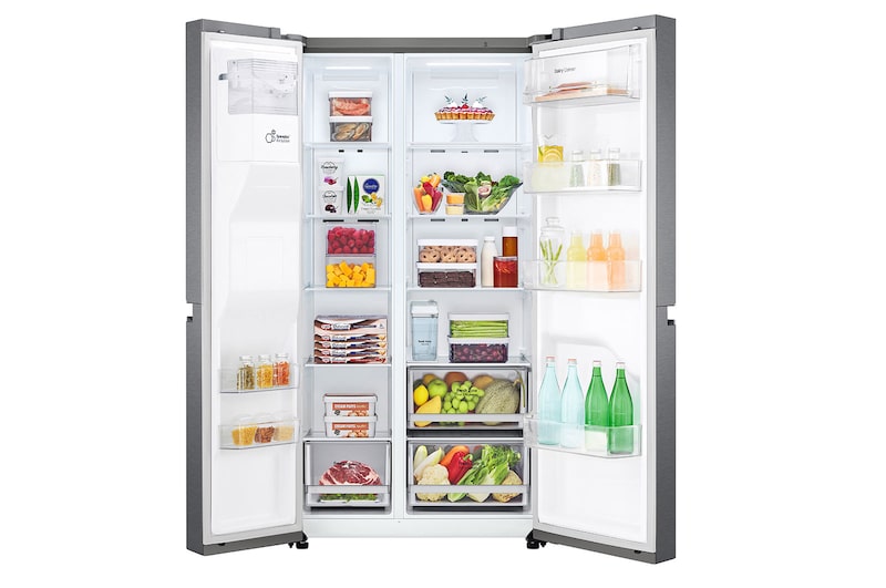 LG Side-by-Side mit Eis-, Crushed Ice- und Wasserspender | 634 Liter Kapazität | Energieeffizienzklasse F | Interner Wassertank 4L | Dark Graphite | GSLV31DSXM, GSLV31DSXM