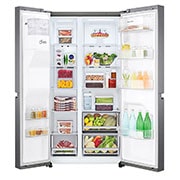 LG Side-by-Side mit Eis-, Crushed Ice- und Wasserspender | 634 Liter Kapazität | Energieeffizienzklasse F | Interner Wassertank 4L | Dark Graphite | GSLV31DSXM, GSLV31DSXM