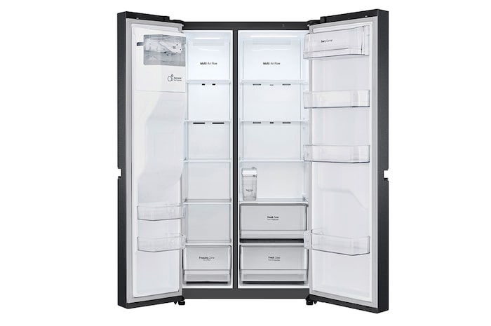 LG Side-by-Side Kühlschrank (EEK F, 634L, 179cm hoch) mit Eis-, Crushed Ice- und Wasserspender & internem Wassertank | GSLV31MCXM, GSLV31MCXM