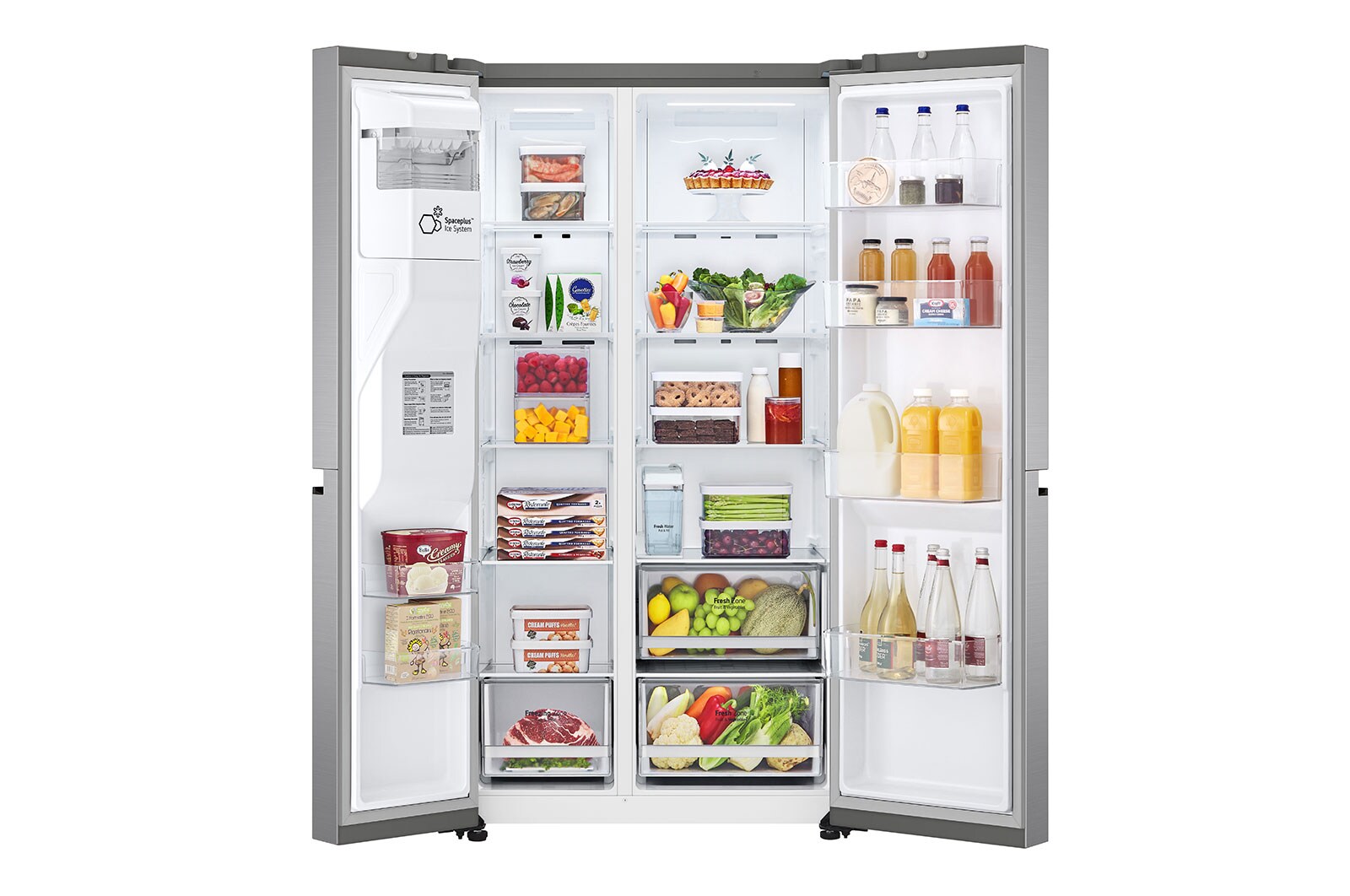 LG Side-by-Side mit Eis-, Crushed Ice- und Wasserspender | 635 Liter Kapazität | Energieeffizienzklasse E | Interner Wassertank 4L | Platinum Silver | GSLV51PZXE, GSLV51PZXE