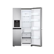 LG Side-by-Side mit Eis-, Crushed Ice- und Wasserspender | 635 Liter Kapazität | Energieeffizienzklasse E | Interner Wassertank 4L | Platinum Silver | GSLV51PZXE, GSLV51PZXE