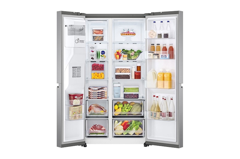 LG Side-by-Side Kühlschrank (D, 635L, 179cm hoch) mit Eis-, Crushed Ice- und Wasserspender & internem Wassertank | GSLV71PZTD, GSLV71PZTD