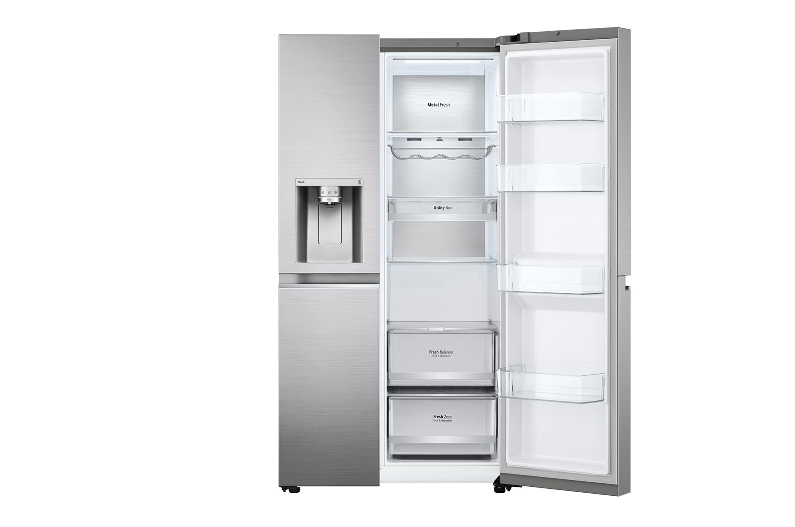 LG Side-by-Side mit Eis-, Crushed Ice- und Wasserspender | 634 Liter Kapazität | Energieeffizienzklasse D |  Festwasseranschluss | Platinum Silver |  GSLV90PZAD , GSLV90PZAD
