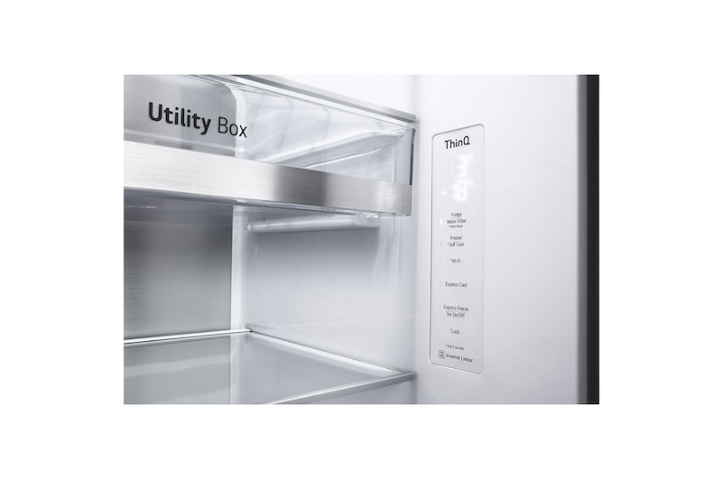 LG Side-by-Side mit Eis-, Crushed Ice- und Wasserspender | 634 Liter Kapazität | Energieeffizienzklasse D | Festwasseranschluss | Platinum Silver | GSLV90PZAD , GSLV90PZAD