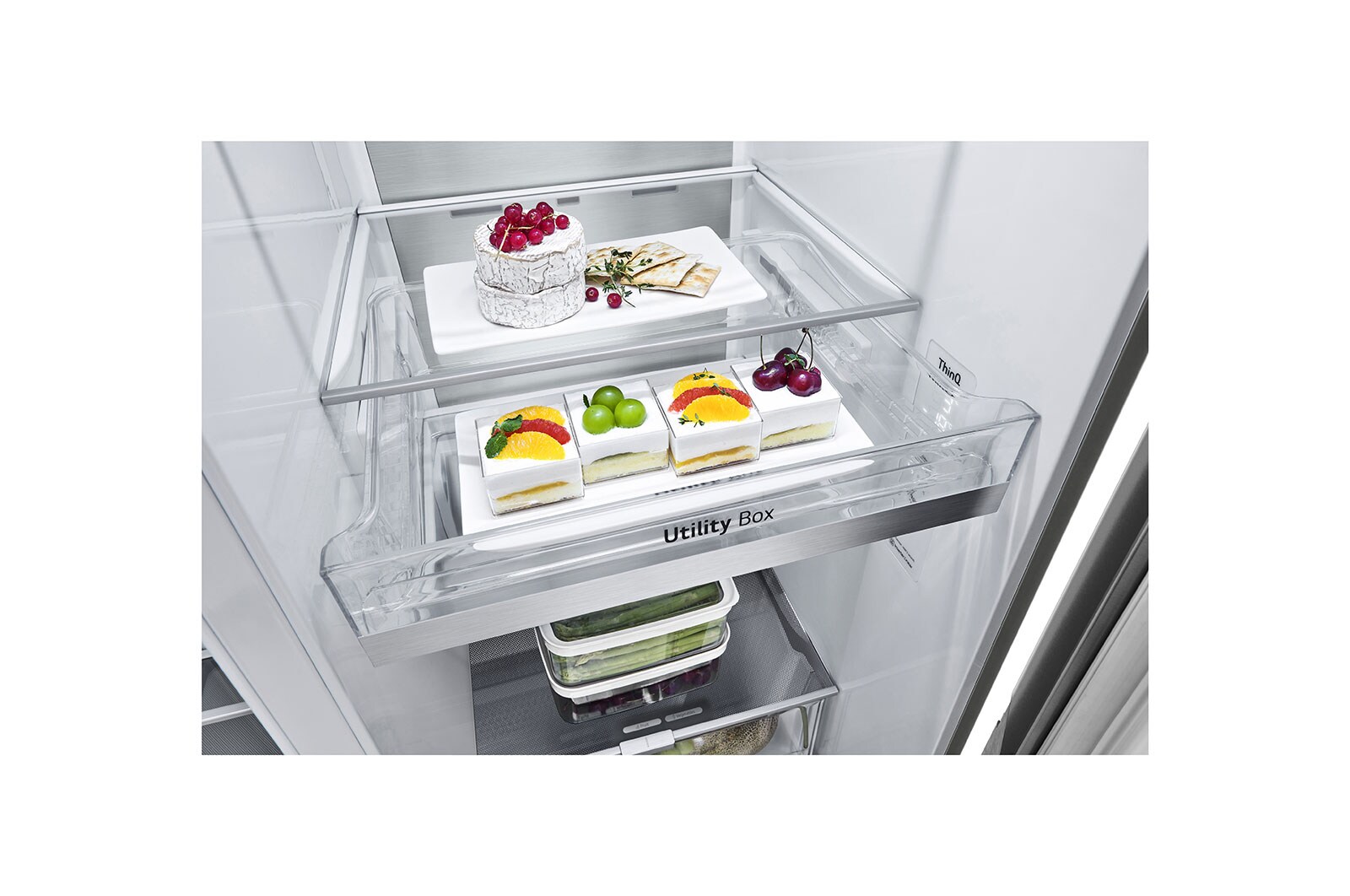 LG Side-by-Side mit Eis-, Crushed Ice- und Wasserspender | 634 Liter Kapazität | Energieeffizienzklasse D |  Festwasseranschluss | Platinum Silver |  GSLV90PZAD , GSLV90PZAD