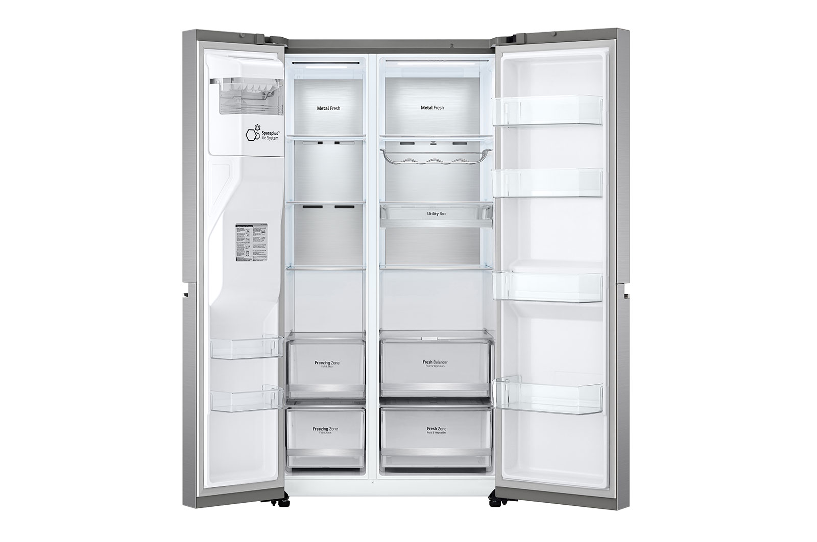 LG Side-by-Side mit Eis-, Crushed Ice- und Wasserspender | 634 Liter Kapazität | Energieeffizienzklasse D |  Festwasseranschluss | Platinum Silver |  GSLV90PZAD , GSLV90PZAD