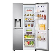 LG Side-by-Side mit Eis-, Crushed Ice- und Wasserspender | 634 Liter Kapazität | Energieeffizienzklasse D |  Festwasseranschluss | Platinum Silver |  GSLV90PZAD , GSLV90PZAD