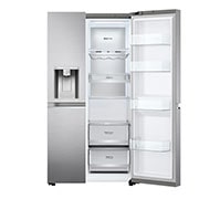 LG Side-by-Side mit Eis-, Crushed Ice- und Wasserspender | 634 Liter Kapazität | Energieeffizienzklasse D |  Festwasseranschluss | Platinum Silver |  GSLV90PZAD , GSLV90PZAD