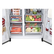 LG Side-by-Side mit Eis-, Crushed Ice- und Wasserspender | 634 Liter Kapazität | Energieeffizienzklasse D |  Festwasseranschluss | Platinum Silver |  GSLV90PZAD , GSLV90PZAD