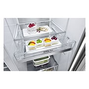 LG Side-by-Side mit Eis-, Crushed Ice- und Wasserspender | 634 Liter Kapazität | Energieeffizienzklasse D |  Festwasseranschluss | Platinum Silver |  GSLV90PZAD , GSLV90PZAD