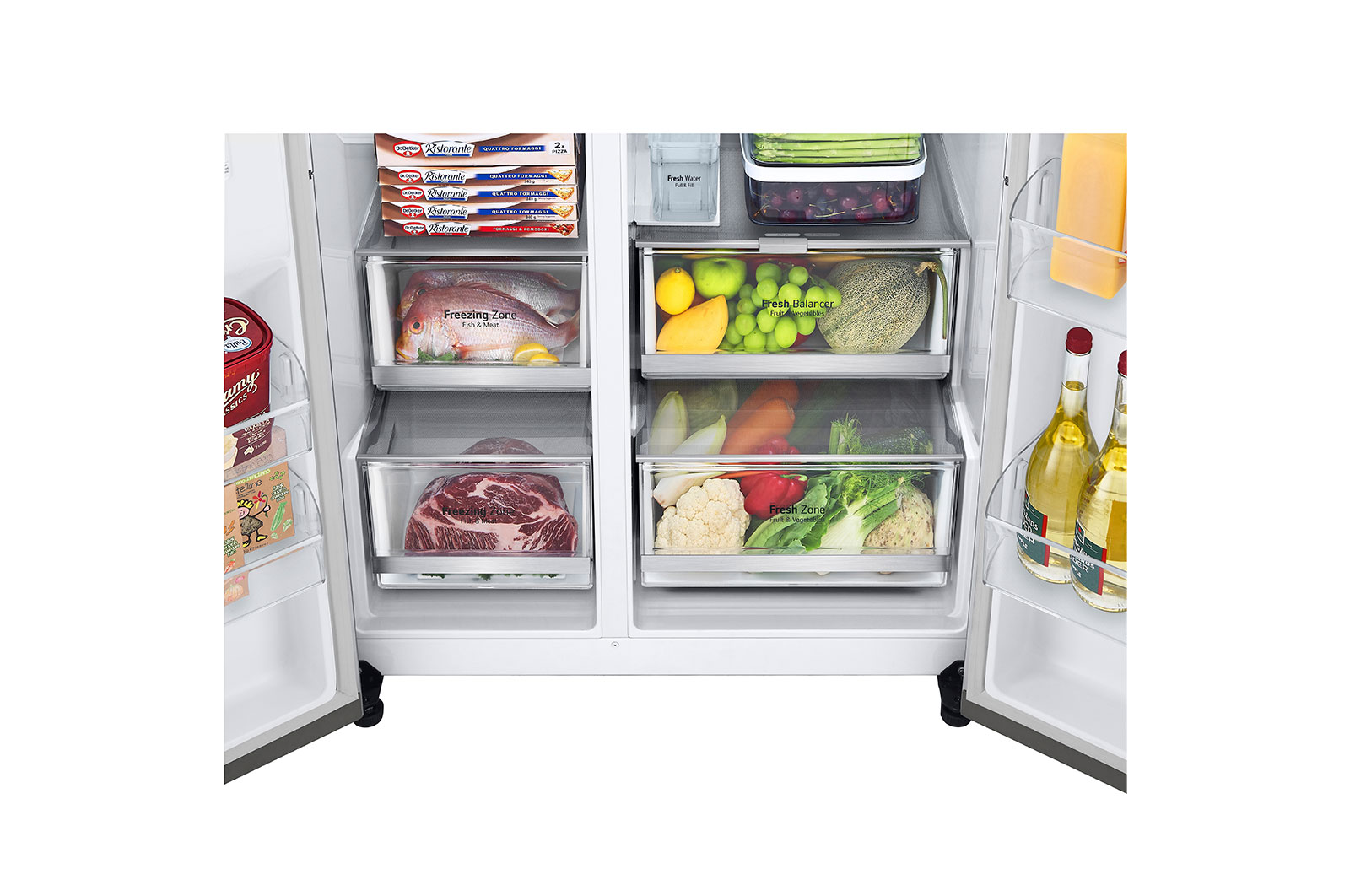 LG Side-by-Side Kühlschrank (C, 635L, 179cm hoch) mit internem Wassertank, Eis-, Crushed Ice- und Wasserspender & UVnano® | GSLV91MBAC, GSLV91MBAC