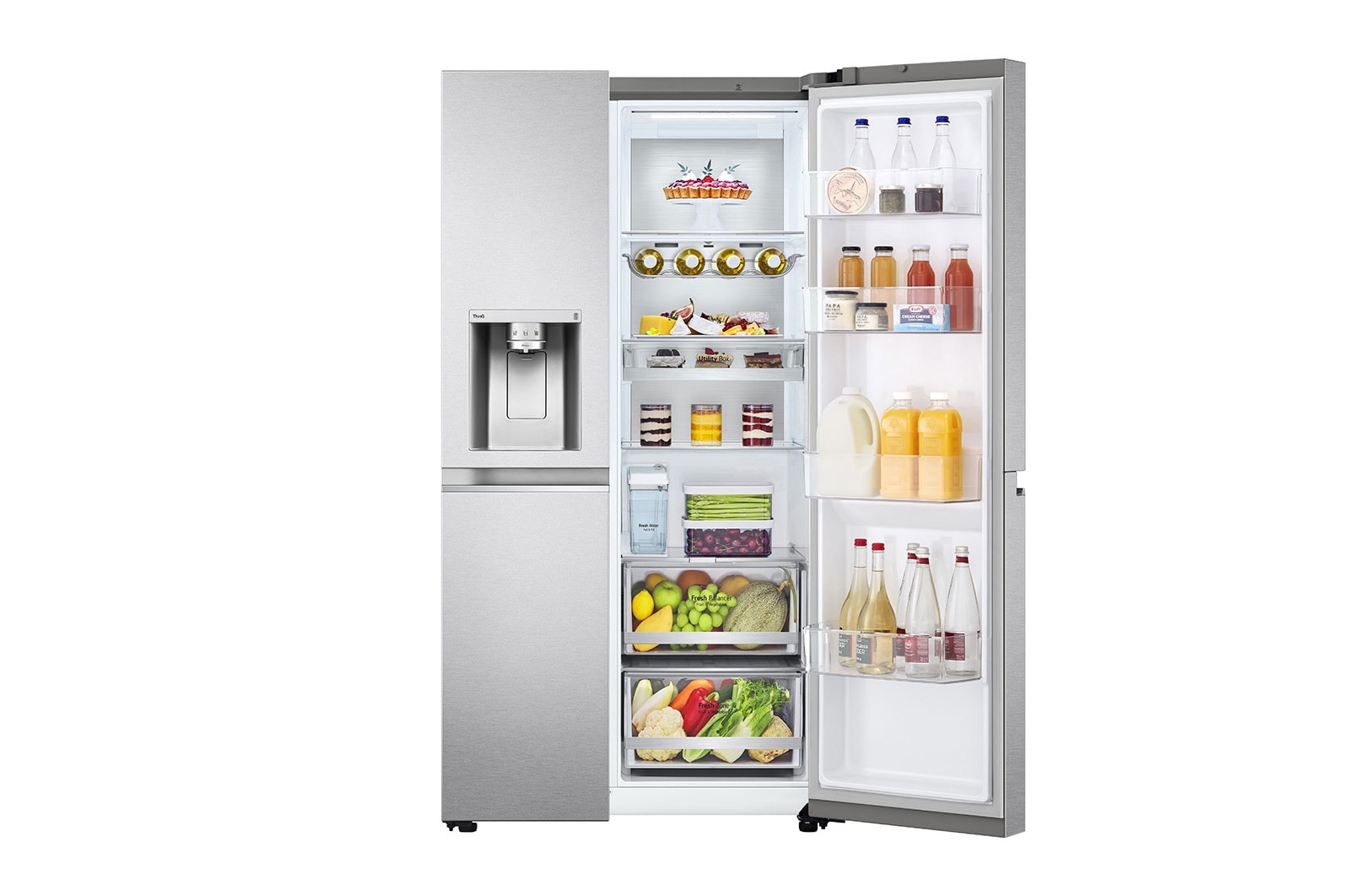 LG Side-by-Side Kühlschrank (C, 635L, 179cm hoch) mit internem Wassertank, Eis-, Crushed Ice- und Wasserspender & UVnano® | GSLV91MBAC, GSLV91MBAC