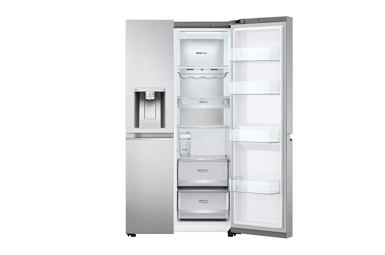 LG Side-by-Side Kühlschrank (C, 635L, 179cm hoch) mit internem Wassertank, Eis-, Crushed Ice- und Wasserspender & UVnano® | GSLV91MBAC, GSLV91MBAC