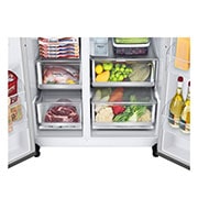 LG Side-by-Side Kühlschrank (C, 635L, 179cm hoch) mit internem Wassertank, Eis-, Crushed Ice- und Wasserspender & UVnano® | GSLV91MBAC, GSLV91MBAC