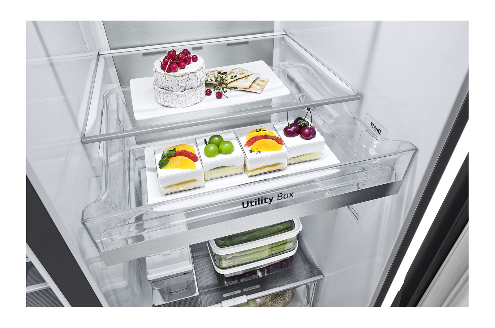 LG Side-by-Side mit Eis-, Crushed Ice- und Wasserspender | 634 Liter Kapazität | Energieeffizienzklasse D | Matte Black | GSLV91MCAD, GSLV91MCAD