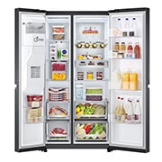 LG Side-by-Side mit Eis-, Crushed Ice- und Wasserspender | 634 Liter Kapazität | Energieeffizienzklasse D | Matte Black | GSLV91MCAD, GSLV91MCAD