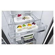 LG Side-by-Side mit Eis-, Crushed Ice- und Wasserspender | 634 Liter Kapazität | Energieeffizienzklasse D | Matte Black | GSLV91MCAD, GSLV91MCAD