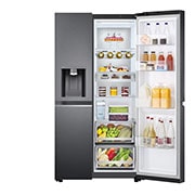 LG Side-by-Side mit Eis-, Crushed Ice- und Wasserspender | 634 Liter Kapazität | Energieeffizienzklasse D | Matte Black | GSLV91MCAD, GSLV91MCAD