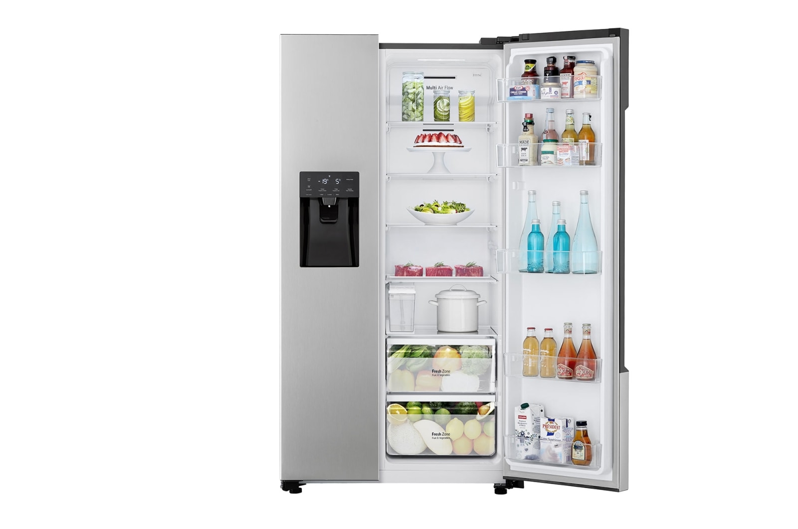 LG Side-by-Side Kühlschrank (E, 562L, 178,7 cm hoch) mit Eis-, Crushed Ice- und Wasserspender & internem Wassertank | GSM32HSBEH, GSM32HSBEH