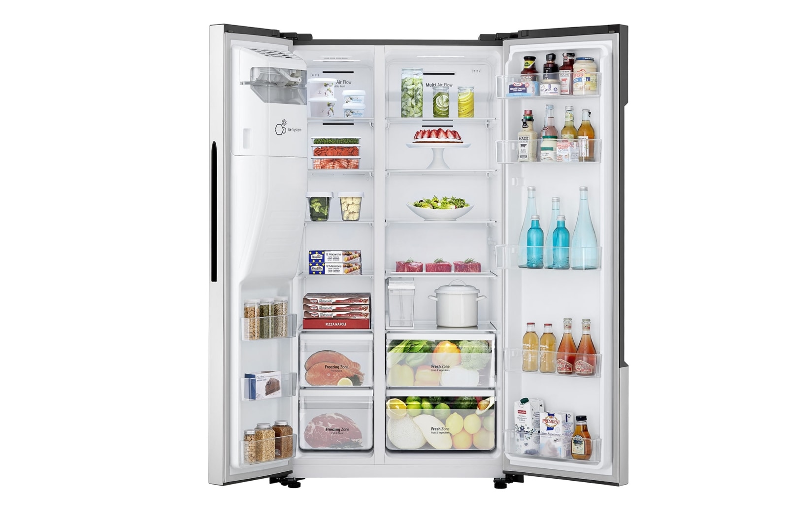 LG Side-by-Side Kühlschrank (E, 562L, 178,7 cm hoch) mit Eis-, Crushed Ice- und Wasserspender & internem Wassertank | GSM32HSBEH, GSM32HSBEH