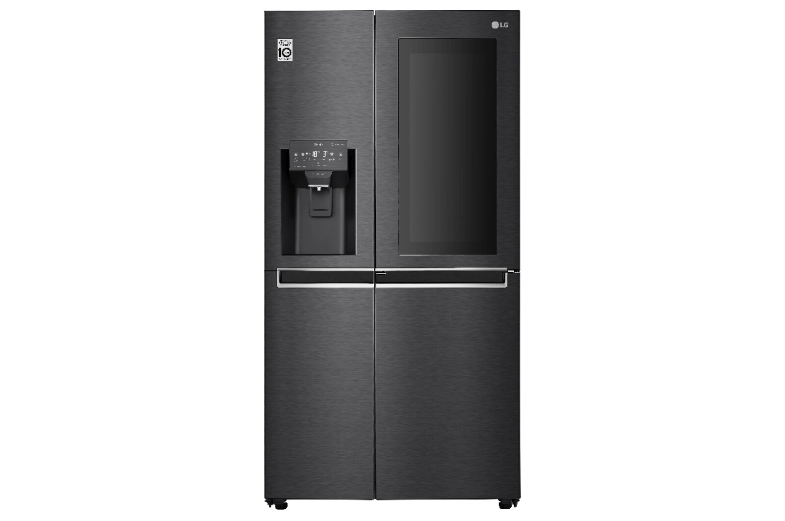LG Side-by-Side mit InstaView Door-in-Door ® | Eis-, Crushed Ice- und Wasserspender | 625 Liter Kapazität | Energieeffizienzklasse F | Festwasseranschluss | Matte Black Steel | GSX960MCVZ, GSX960MCVZ