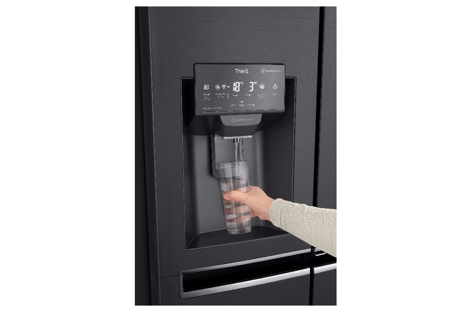 LG Side-by-Side mit InstaView Door-in-Door ® | Eis-, Crushed Ice- und Wasserspender | 625 Liter Kapazität | Energieeffizienzklasse F | Festwasseranschluss | Matte Black Steel | GSX960MCVZ, GSX960MCVZ