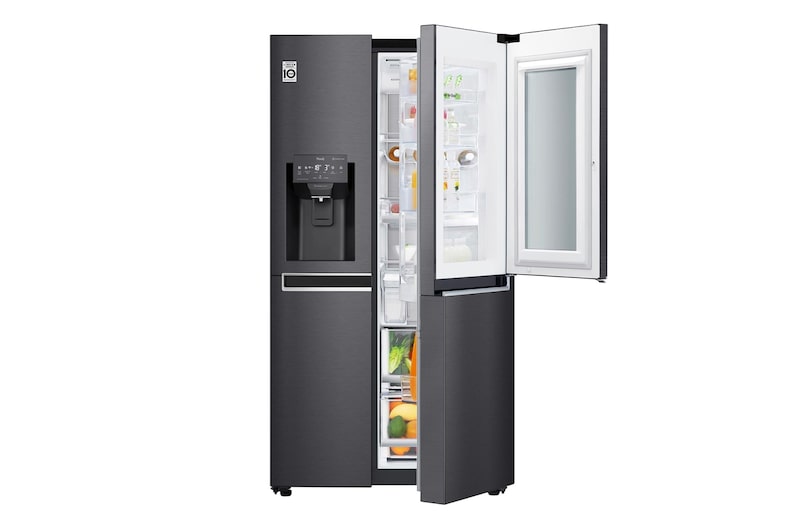 LG Side-by-Side mit InstaView Door-in-Door ® | Eis-, Crushed Ice- und Wasserspender | 625 Liter Kapazität | Energieeffizienzklasse E | Interner Wassertank 4L | Matte Black Steel | GSX961MCCE, GSX961MCCE