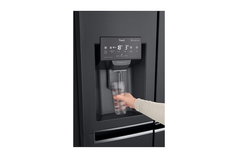 LG Side-by-Side mit InstaView Door-in-Door ® | Eis-, Crushed Ice- und Wasserspender | 625 Liter Kapazität | Energieeffizienzklasse E | Interner Wassertank 4L | Matte Black Steel | GSX961MCCE, GSX961MCCE