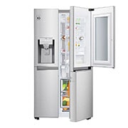 LG Side-by-Side mit InstaView Door-in-Door ® | Eis-, Crushed Ice- und Wasserspender | 625 Liter Kapazität | Energieeffizienzklasse E | Interner Wassertank 4L | Edelstahl-Look | GSX971NEAE, GSX971NEAE