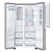 LG Side-by-Side mit InstaView Door-in-Door ® | Eis-, Crushed Ice- und Wasserspender | 625 Liter Kapazität | Energieeffizienzklasse E | Interner Wassertank 4L | Edelstahl-Look | GSX971NEAE, GSX971NEAE