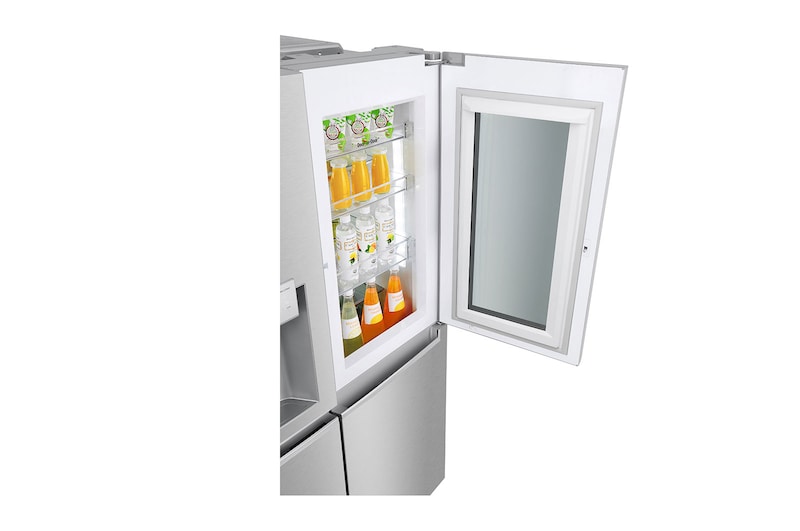 LG Side-by-Side mit InstaView Door-in-Door ® | Eis-, Crushed Ice- und Wasserspender | 625 Liter Kapazität | Energieeffizienzklasse E | Interner Wassertank 4L | Edelstahl-Look | GSX971NEAE, GSX971NEAE