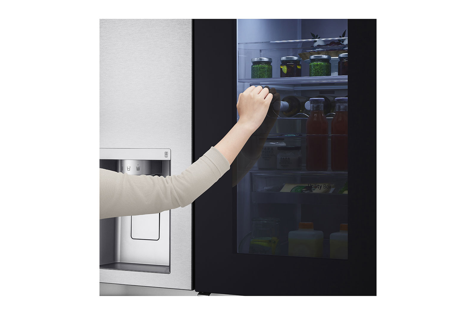LG Side-by-Side mit InstaView Door-in-Door ®  | Eis-, Crushed Ice- und Wasserspender | 635 Liter Kapazität | EEK E | Metal Sorbet | GSXD91MBAE , GSXD91MBAE