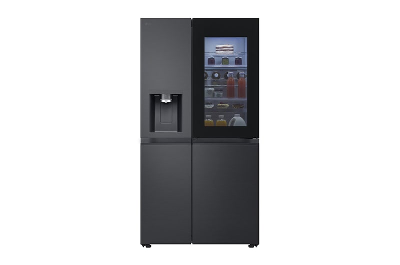 Vorderseite von Side-by-Side Kühlschrank mit InstaView Door-in-Door® (D, 628L, 179cm hoch) mit Eis-, Crushed Ice- und Wasserspender, Festwasseranschluss & Craft Ice | GSXE90EVDD