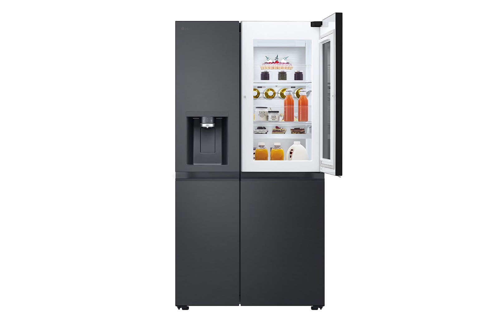 LG Side-by-Side Kühlschrank mit InstaView® (EEK D, 628L, 179cm hoch) mit Eis-, Crushed Ice- und Wasserspender & internem Wassertank | GSXE91EVAD, GSXE91EVAD