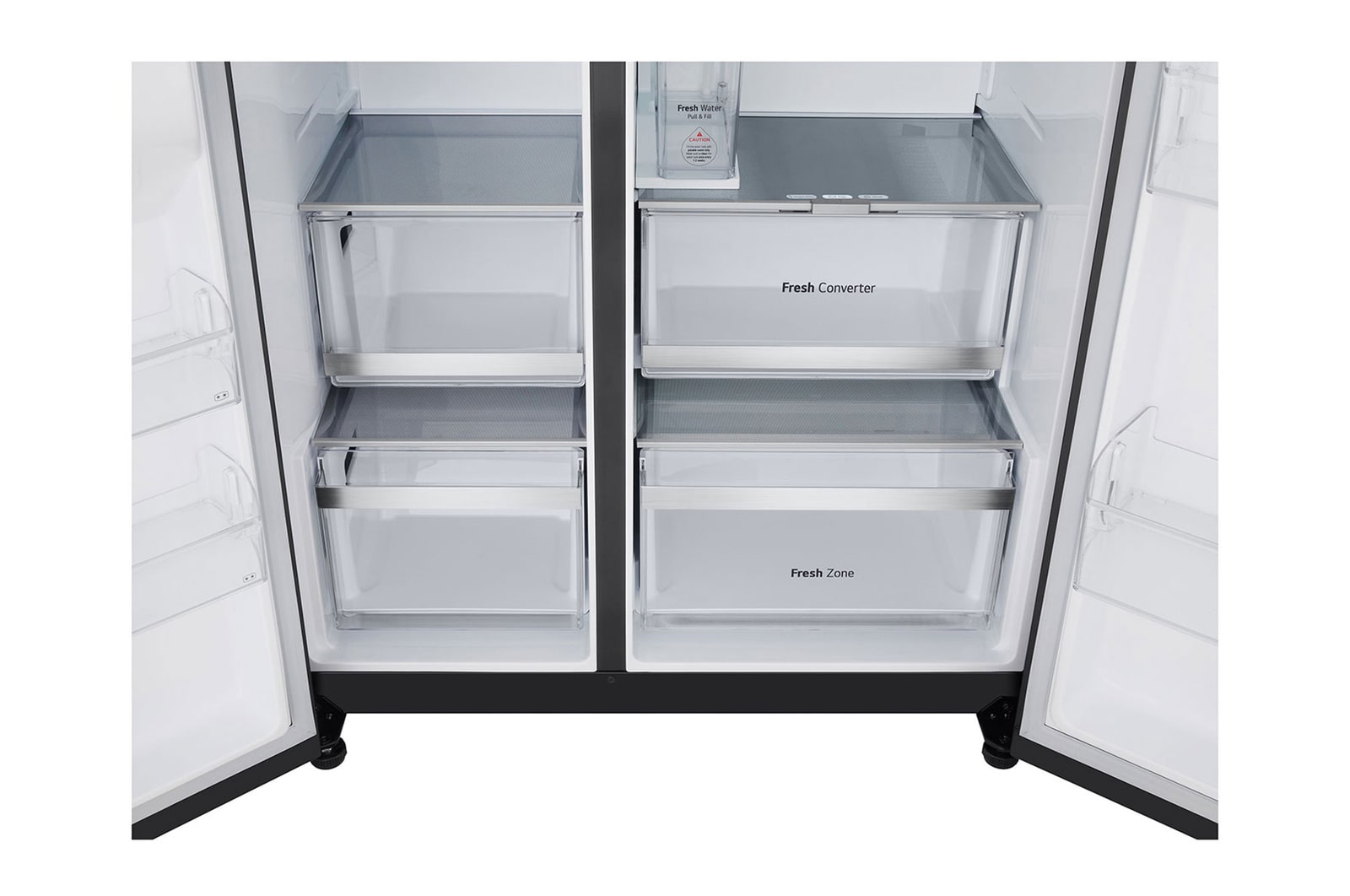 LG Side-by-Side Kühlschrank mit InstaView® (EEK D, 628L, 179cm hoch) mit Eis-, Crushed Ice- und Wasserspender & internem Wassertank | GSXE91EVAD, GSXE91EVAD