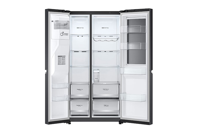 LG Side-by-Side Kühlschrank mit InstaView Door-in-Door® (EEK E, 635L, 179cm hoch) mit Eis-, Crushed Ice- und Wasserspender & internem Wassertank | GSXV81MCLE, GSXV81MCLE