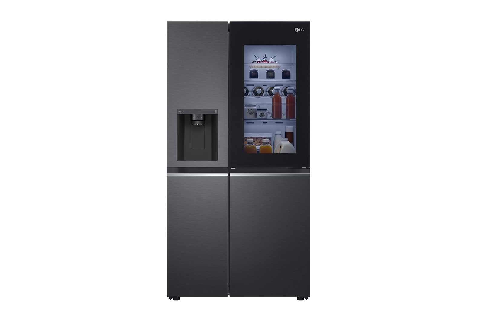 LG Side-by-Side Kühlschrank mit InstaView Door-in-Door® (E, 635L, 179cm hoch) mit Eis-, Crushed Ice-, Wasserspender & internem Wassertank | GSXV81MCLE, GSXV81MCLE