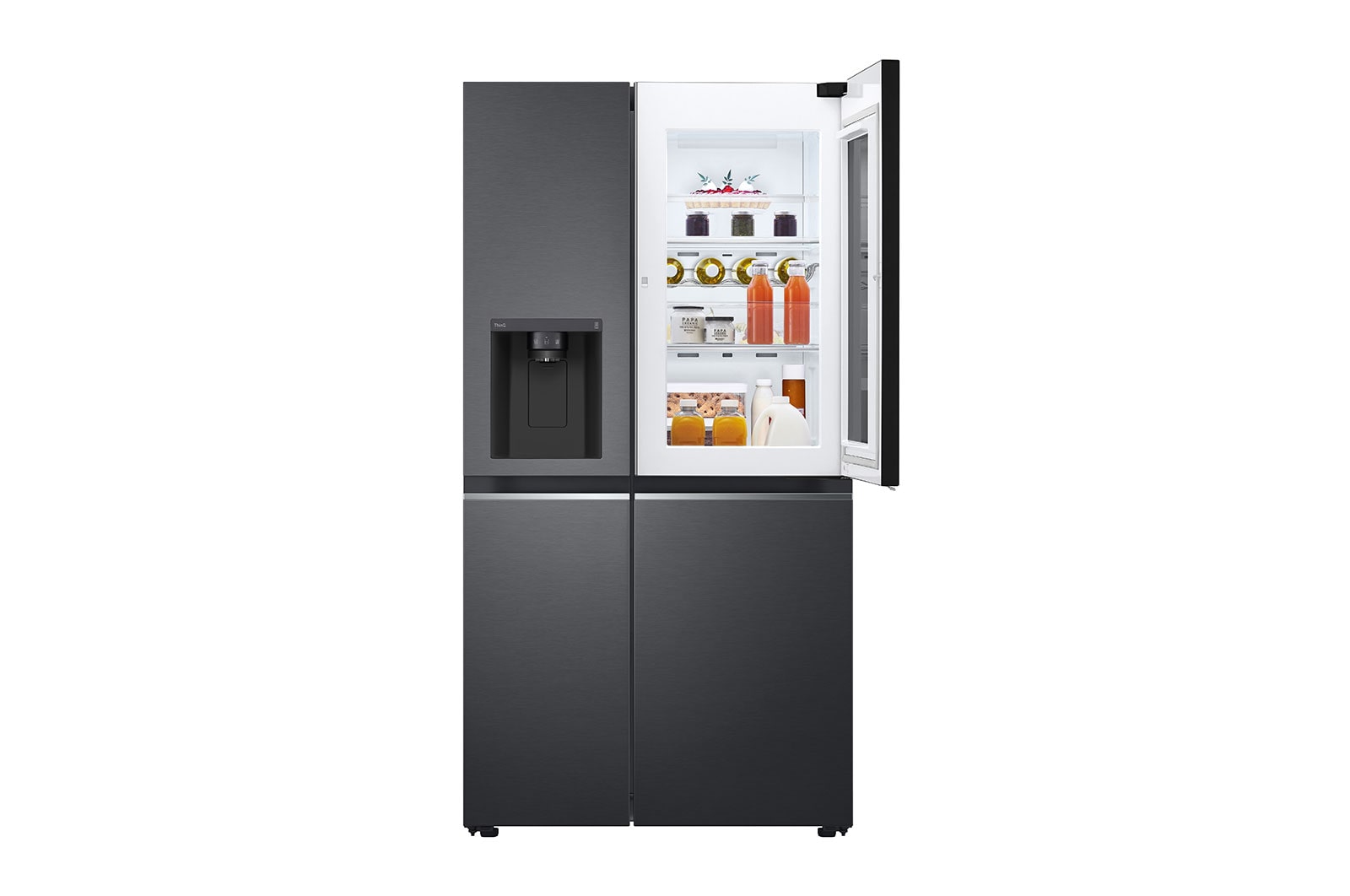 LG Side-by-Side Kühlschrank mit InstaView Door-in-Door® (E, 635L, 179cm hoch) mit Eis-, Crushed Ice-, Wasserspender & internem Wassertank | GSXV81MCLE, GSXV81MCLE