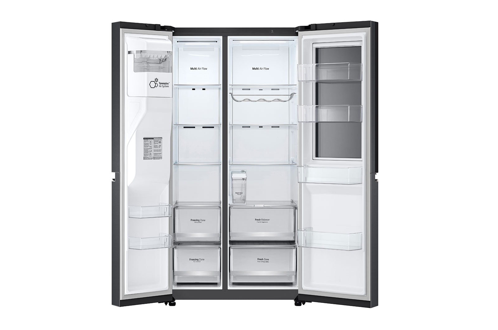 LG Side-by-Side Kühlschrank mit InstaView Door-in-Door® (E, 635L, 179cm hoch) mit Eis-, Crushed Ice-, Wasserspender & internem Wassertank | GSXV81MCLE, GSXV81MCLE