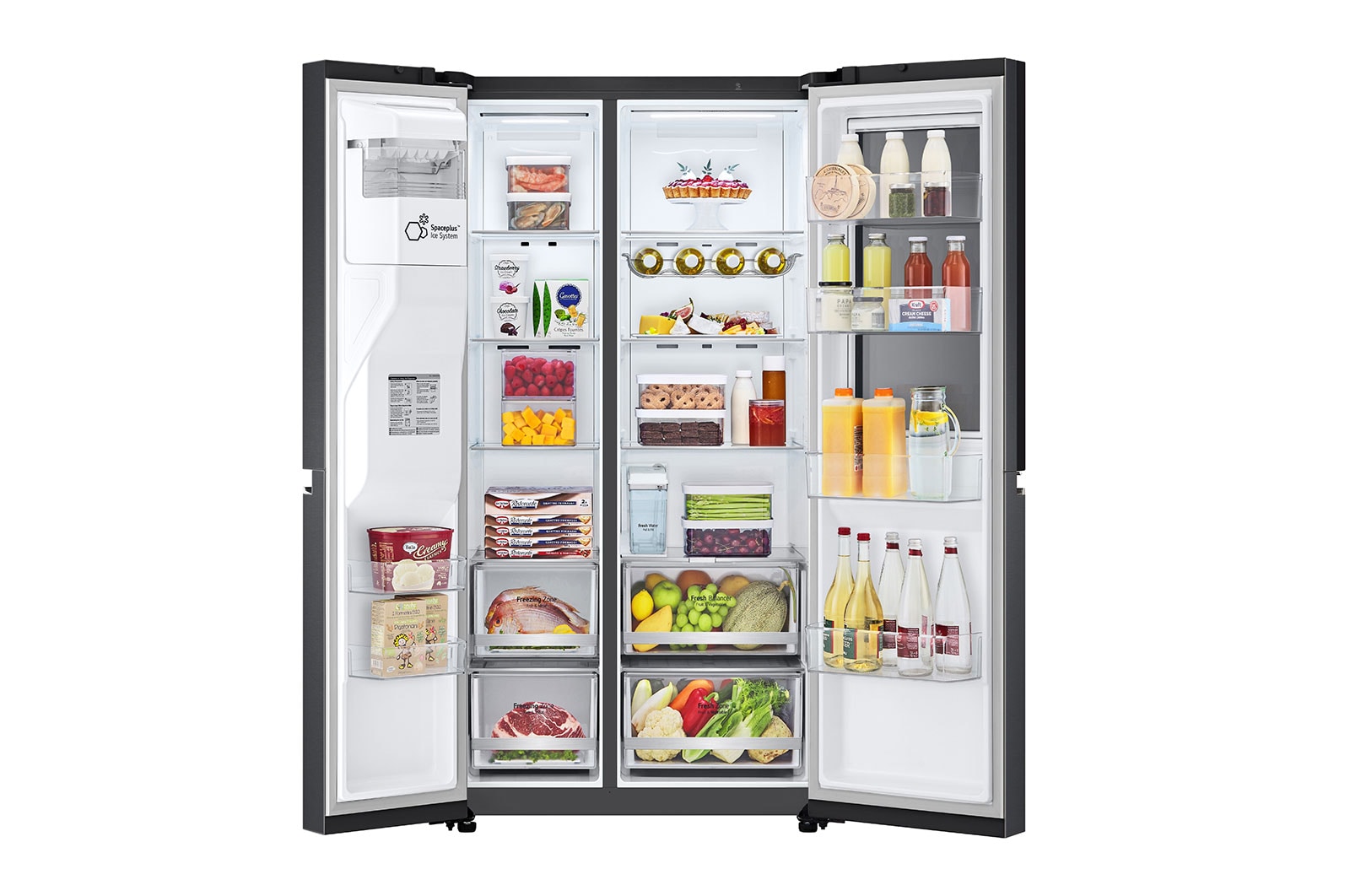 LG Side-by-Side Kühlschrank mit InstaView Door-in-Door® (E, 635L, 179cm hoch) mit Eis-, Crushed Ice-, Wasserspender & internem Wassertank | GSXV81MCLE, GSXV81MCLE