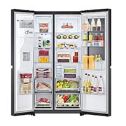 LG Side-by-Side Kühlschrank mit InstaView Door-in-Door® (E, 635L, 179cm hoch) mit Eis-, Crushed Ice-, Wasserspender & internem Wassertank | GSXV81MCLE, GSXV81MCLE