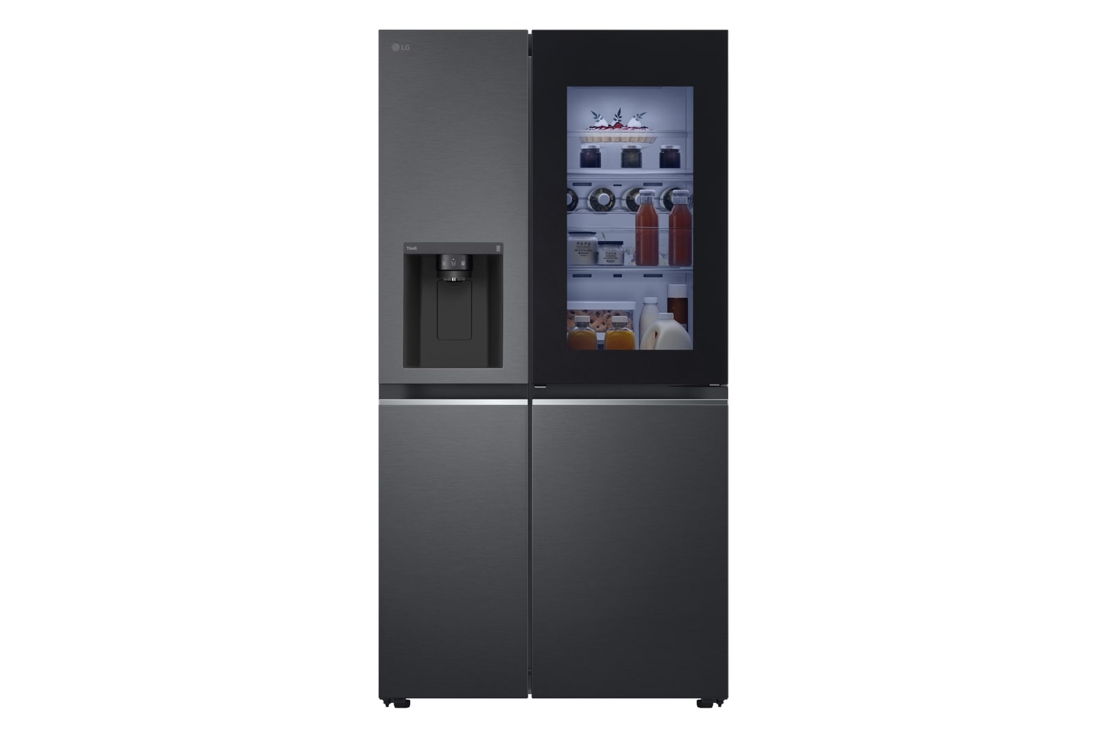 LG Side-by-Side Kühlschrank mit InstaView Door-in-Door® (EEK E, 635L, 179cm hoch) mit Eis-, Crushed Ice- und Wasserspender & internem Wassertank | GSXV81MCLE, GSXV81MCLE