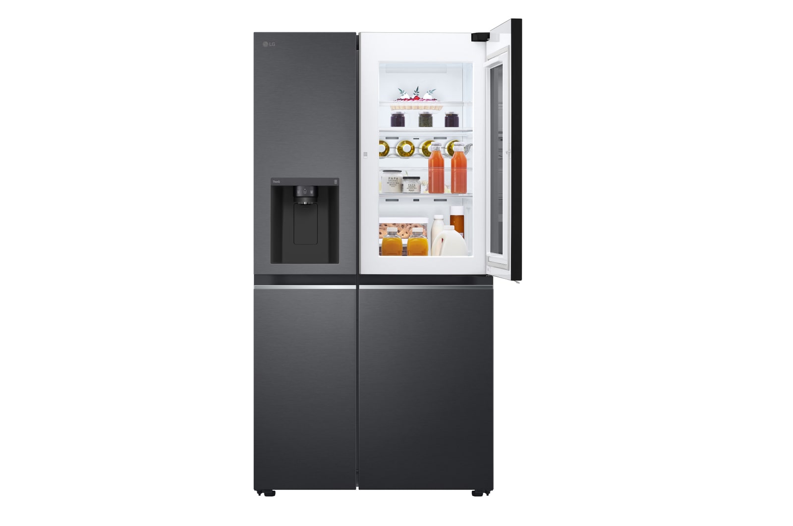 LG Side-by-Side Kühlschrank mit InstaView Door-in-Door® (EEK E, 635L, 179cm hoch) mit Eis-, Crushed Ice- und Wasserspender & internem Wassertank | GSXV81MCLE, GSXV81MCLE
