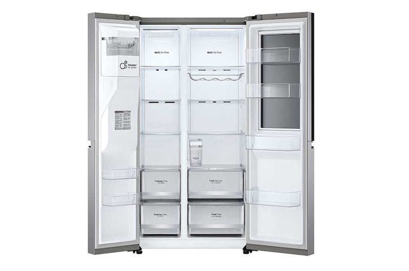 LG Side-by-Side Kühlschrank mit InstaView Door-in-Door® (E, 635L, 179cm hoch) mit Eis-, Crushed Ice- und Wasserspender & internem Wassertank | GSXV81PZLE, GSXV81PZLE