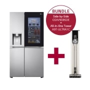 LG Side-by-Side Kühlschrank mit InstaView Door-in-Door® (E, 635L,179cm hoch) & Staubsauger All-In-One Tower im Set | GSXV90BSDE.A9T1C, GSXV90BSDE.A9T1C