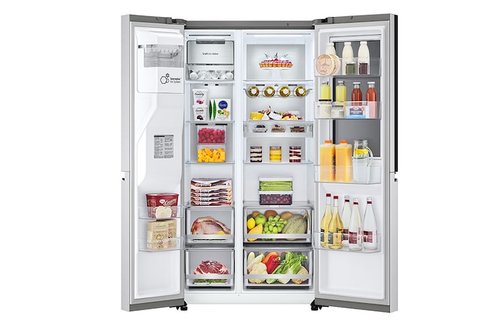 LG Side-by-Side Kühlschrank mit InstaView Door-in-Door® (EEK E, 635L, 179 cm hoch ) mit Eis-, Crushed Ice- und Wasserspender, Festwasseranschluss & Craft Ice | GSXV90BSDE, GSXV90BSDE