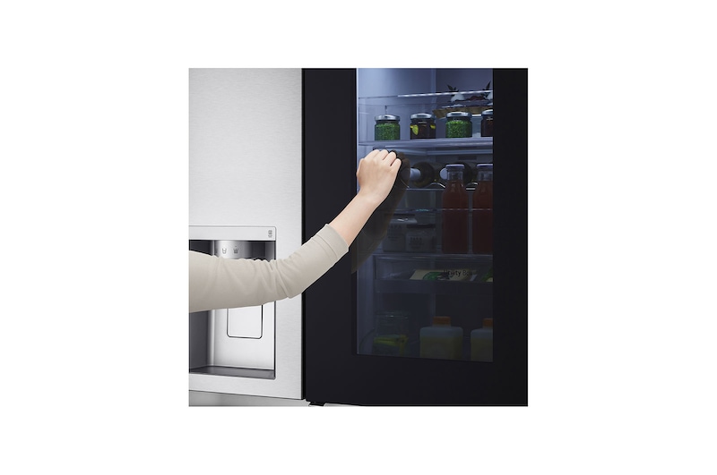 LG Side-by-Side Kühlschrank mit InstaView Door-in-Door® (E, 635L, 179 cm hoch ) mit Eis-, Crushed Ice- und Wasserspender, Festwasseranschluss & Craft Ice | GSXV90BSDE, GSXV90BSDE