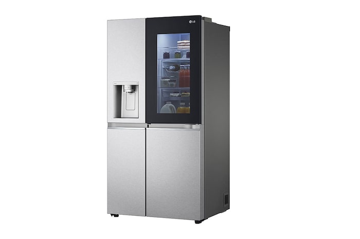 LG Side-by-Side Kühlschrank mit InstaView Door-in-Door® (EEK E, 635L, 179cm hoch) mit Eis-, Crushed Ice- und Wasserspender & Festwasseranschluss | GSXV90MBAE , GSXV90MBAE