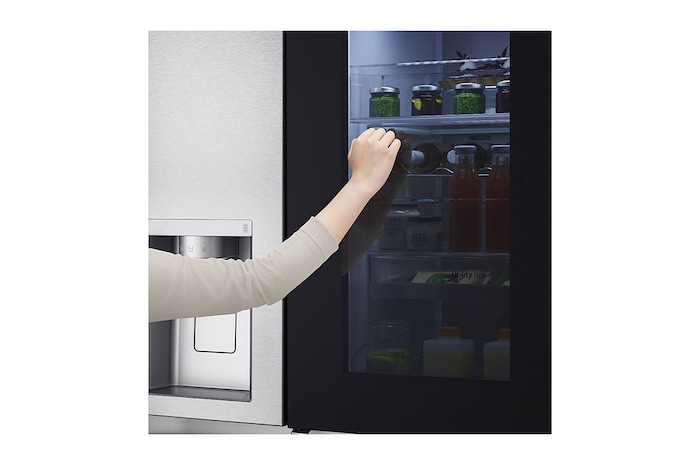 LG Side-by-Side Kühlschrank mit InstaView Door-in-Door® (D, 628L, 179cm hoch) mit Eis-, Crushed Ice- und Wasserspender & Festwasseranschluss | GSXE90MBDD, GSXE90MBDD